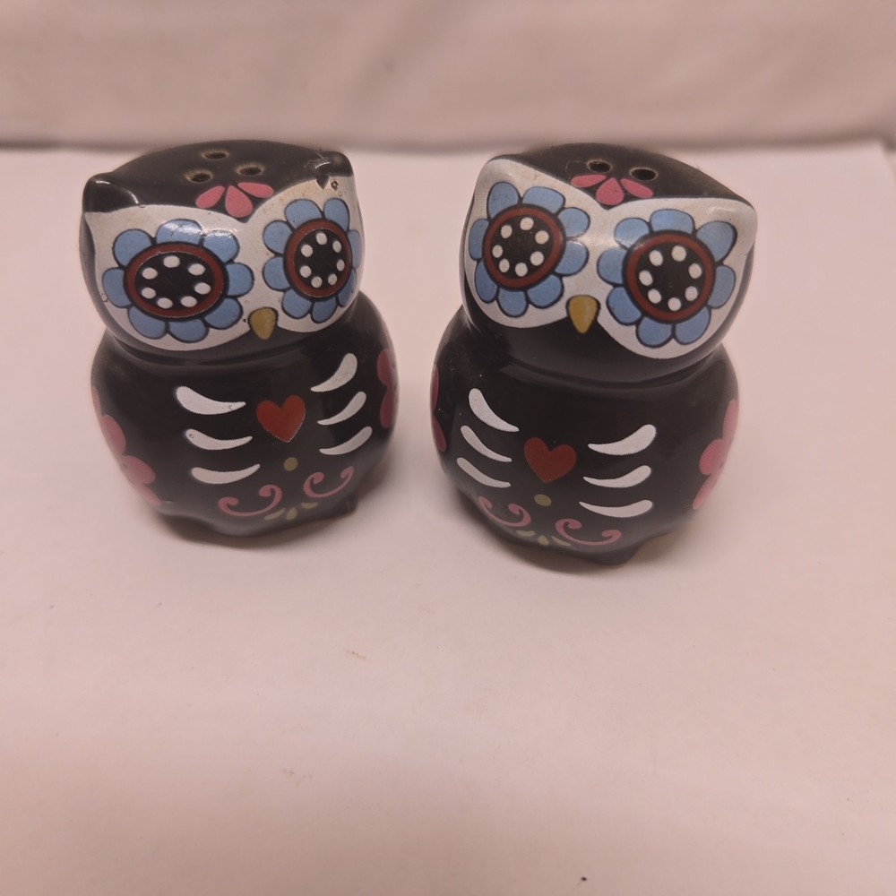 Owl Sugar Skull Salt And Pepper Shakers