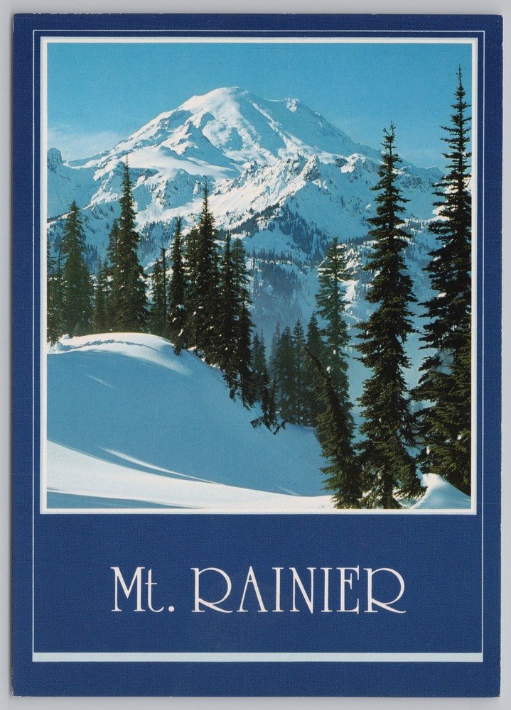 Washington~Northwest Mt Rainier In Winter From Chinook Pass~Continental Postcard