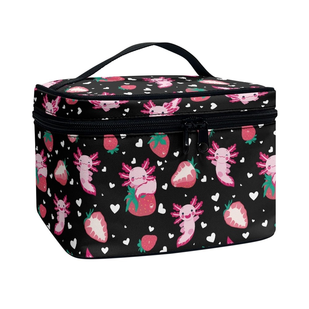Boatee Strawberry Axolotl Makeup Bag Stylish Toiletry Bags for Traveling Wome...