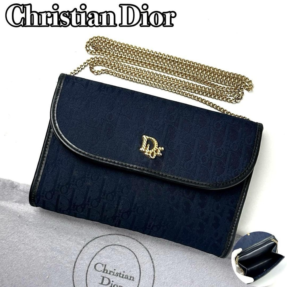 Dior Trotter Canvas Navy Blue 2-Way Shoulder Bag