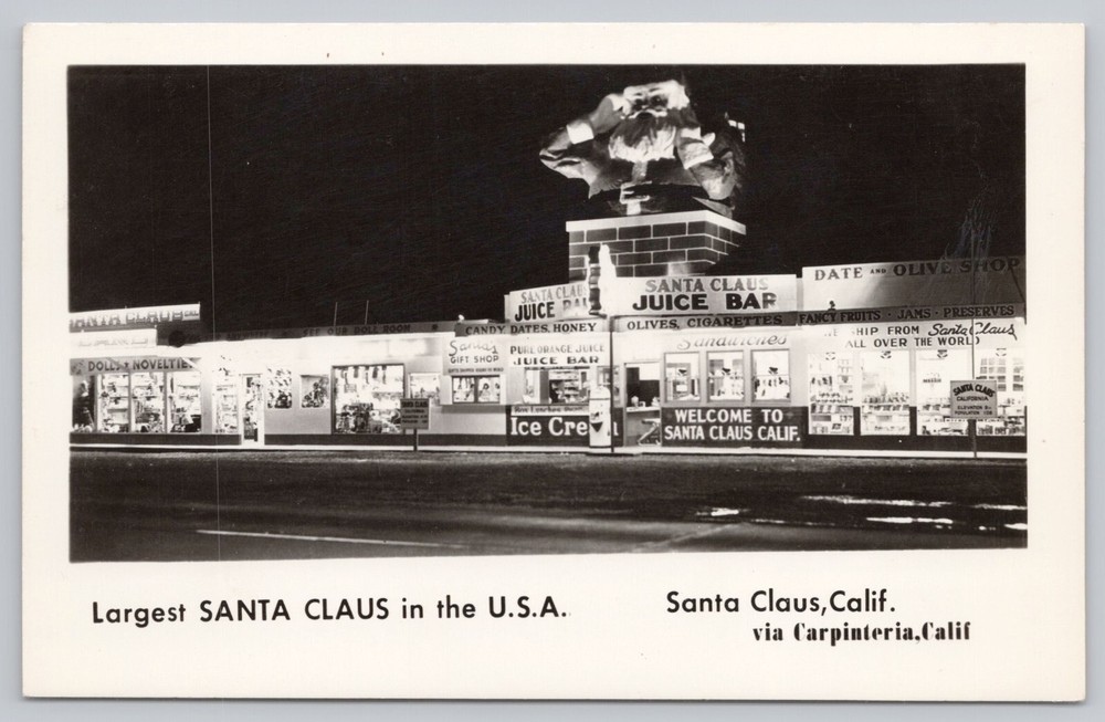 Carpinteria California, Largest Santa Claus Shops, VTG RPPC Real Photo Postcard