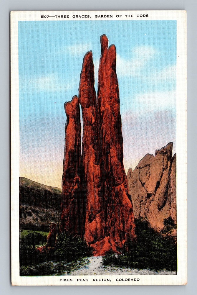 Garden of the Gods CO Colorado Pikes Peak Three Graces Vintage Postcard