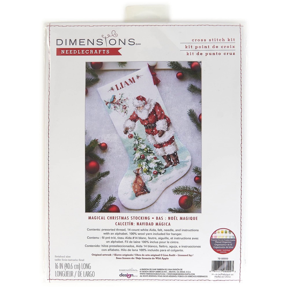 Magical Christmas Personalized 16-Inch Cross Stitch Stocking Kit