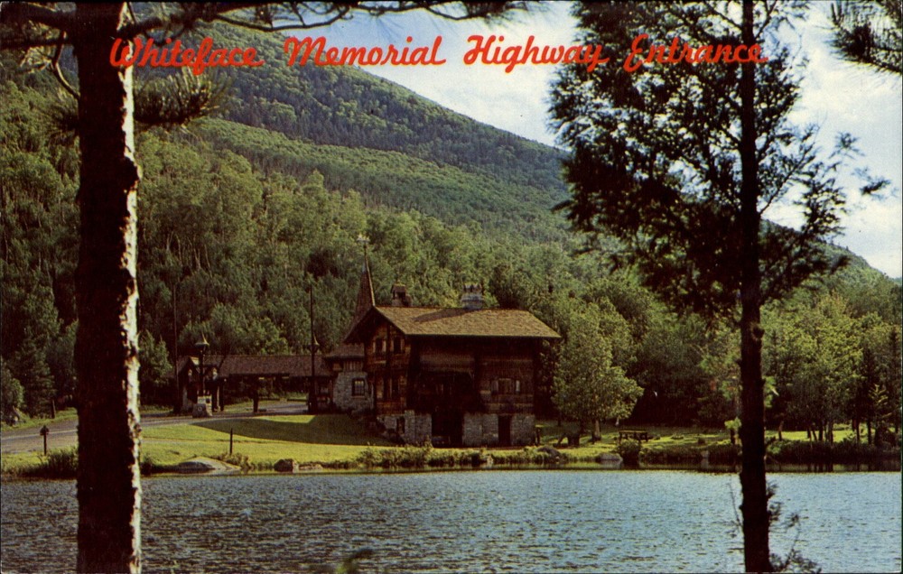 Whiteface Memorial Highway entrance Adirondacks New York ~ 1960s postcard