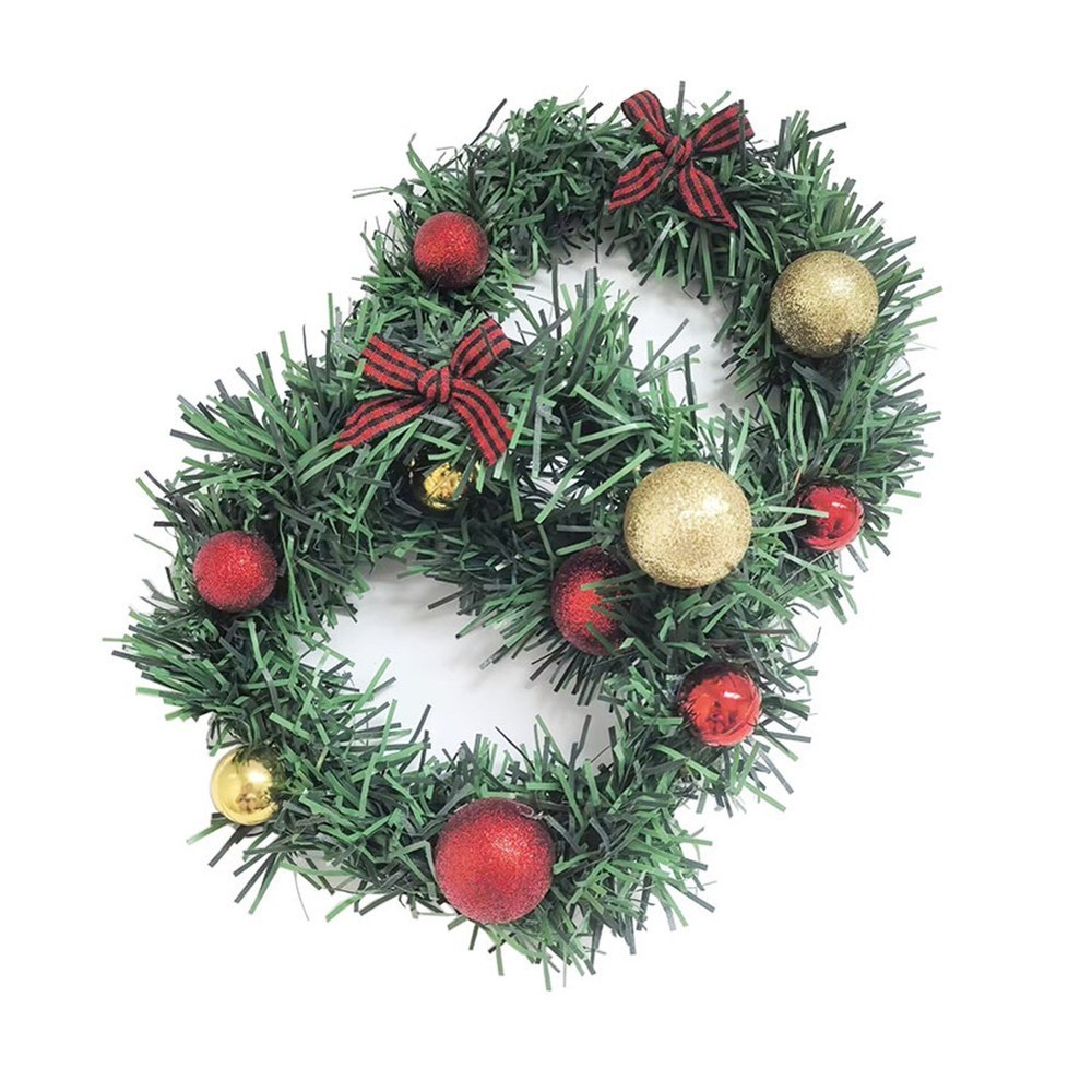 Festive Mini Christmas Ball Grid Bow Wreath for Indoor Holiday Decor-image