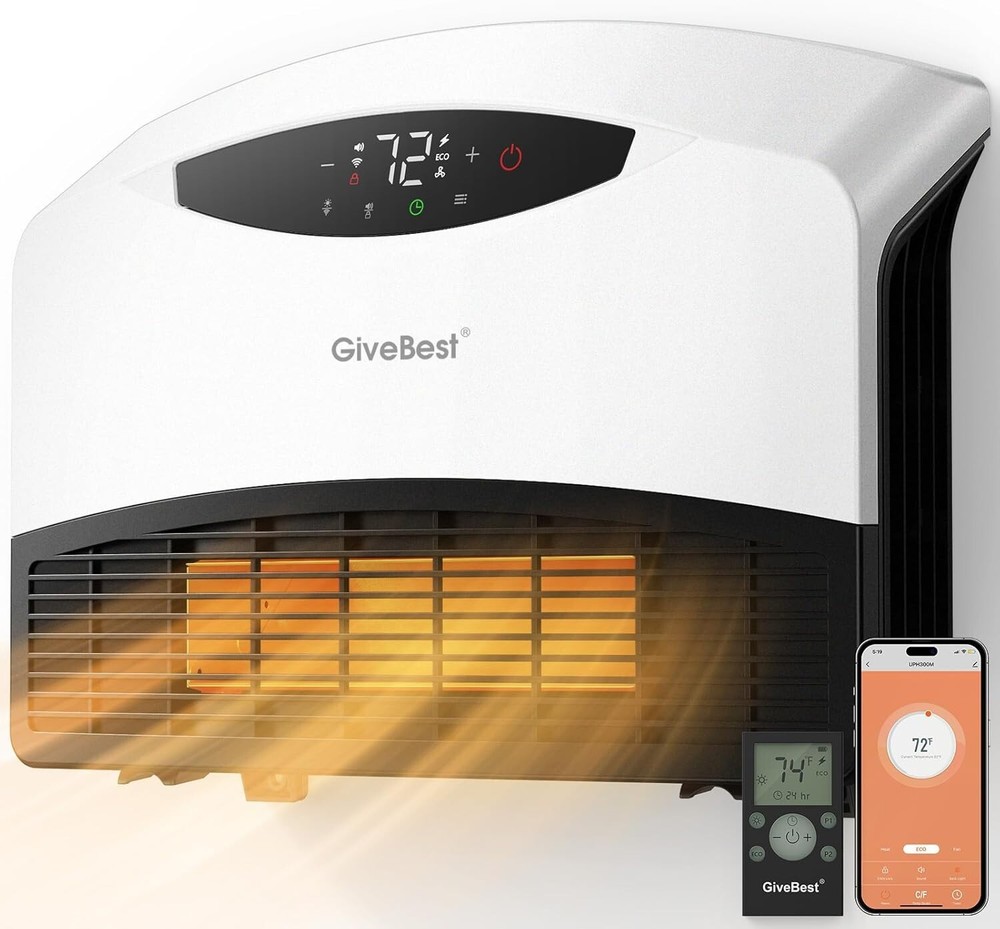 1500W Remote-Control Electric Wall Heater - Safe & Efficient Indoor Use