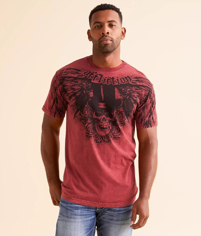 NWOT Affliction Mens  Red Absinthe T-shirt Sz. S-image