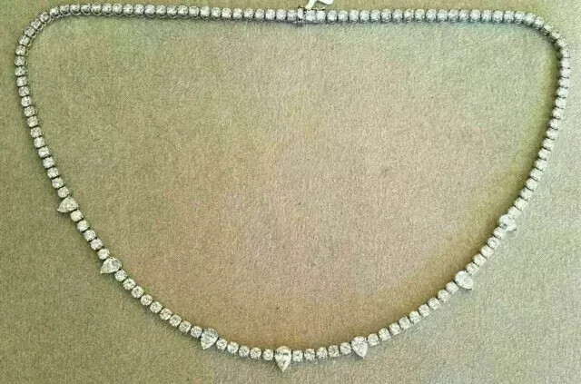 10 CT Lab Diamond Tennis Choker in 14k White Gold Plated