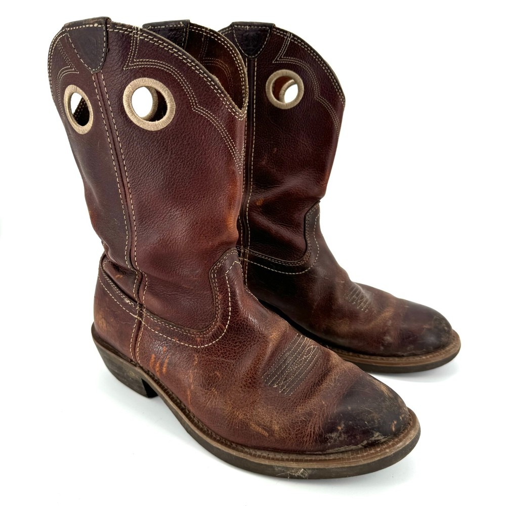 ARIAT Heritage Roughstock Men's 10.5 EE Brown Leather Cowboy Boots 10002277