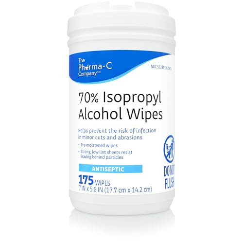 The Pharma-C Company 70% Isopropyl Alcohol Wipes [175ct Wipes] - Large Durabl...