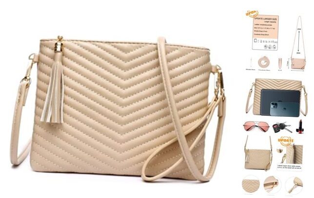 Small Crossbody Bags for Women, Trendy Vegan Leather Shoulder Beige-large