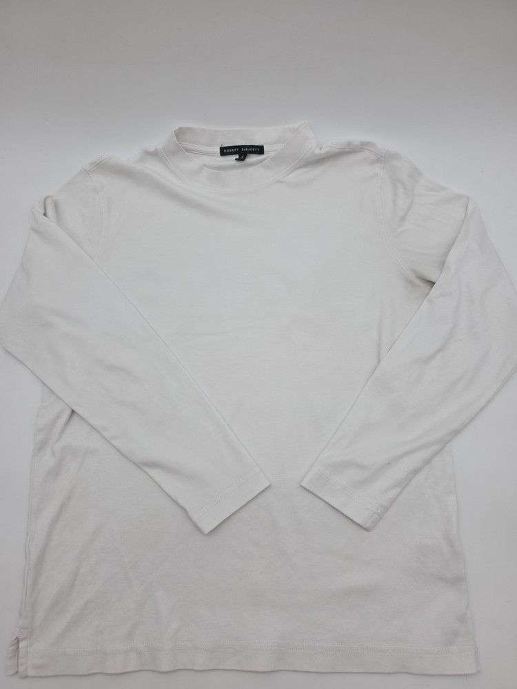 Robert Barakett Longsleeve T-Shirt Men Small White Pima Cotton Tee.#44389