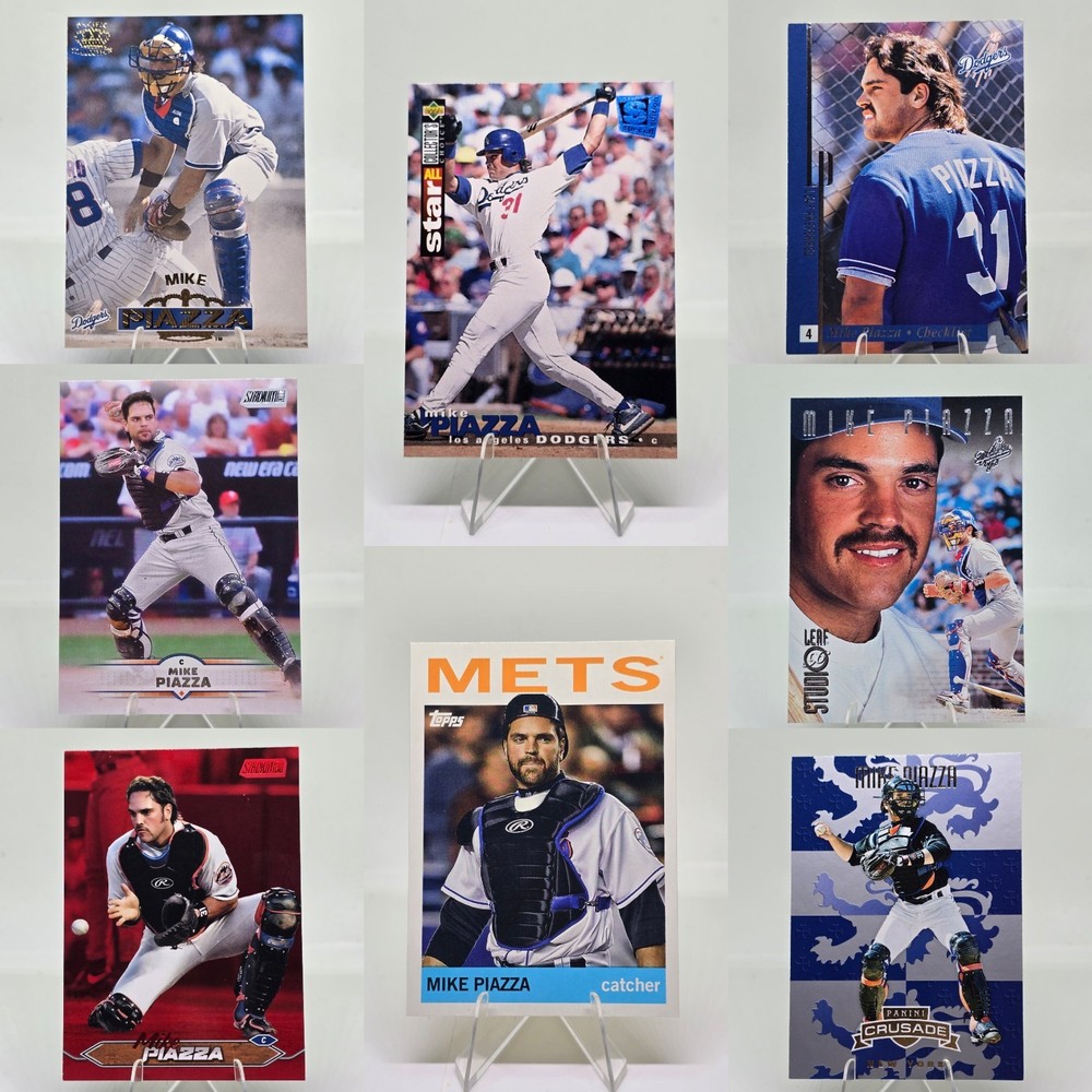Mike Piazza Mets Dodgers 8 Card Lot 2025 Topps Stadium Club 1996 Leaf