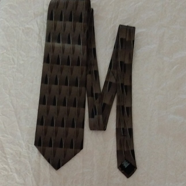 Towncraft Men's Brown & Black Geometric Pattern Neck Tie Necktie