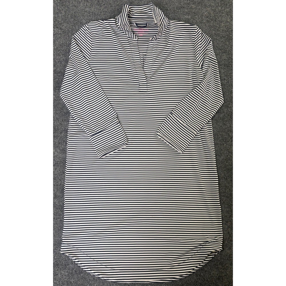 Vineyard Vines Sankaty Striped Polo Dress XXS Navy White Polyester Spandex Women