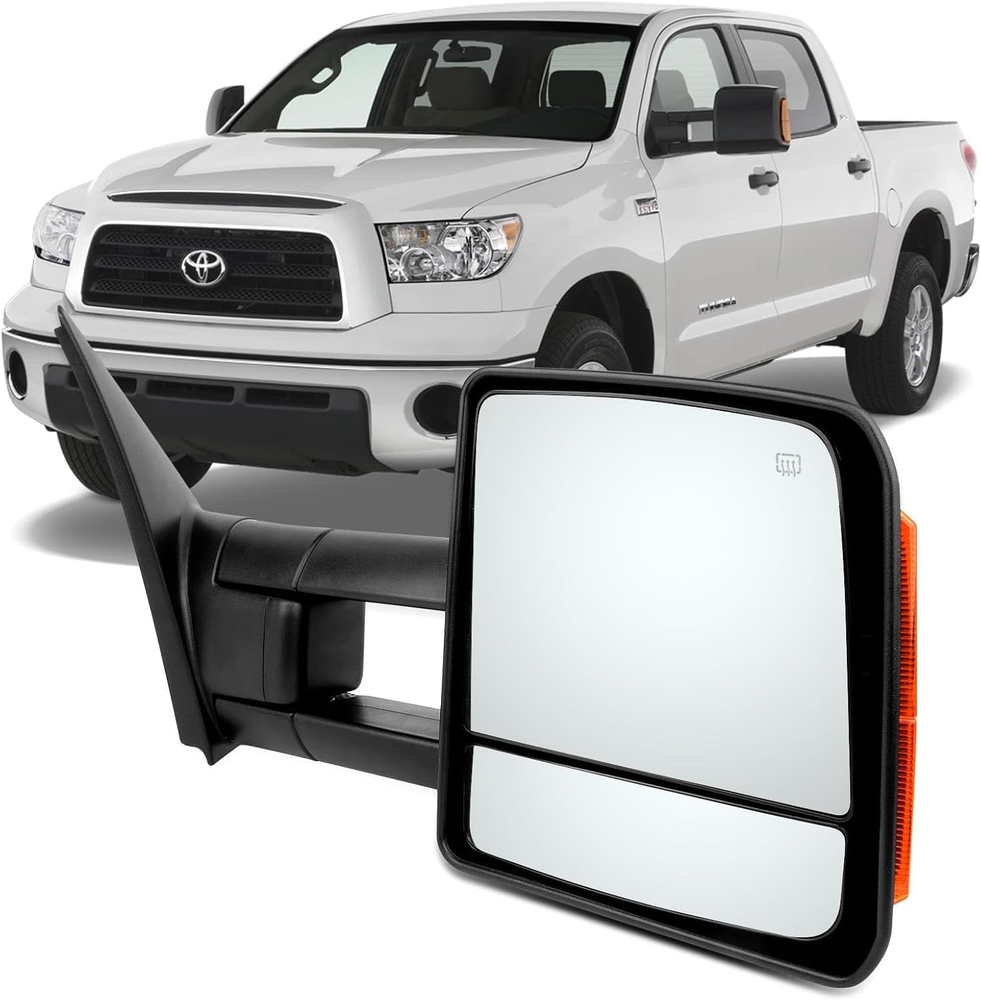 2007-21 Toyota Tundra Right Side Towing Mirror Black–Compatible Replacement