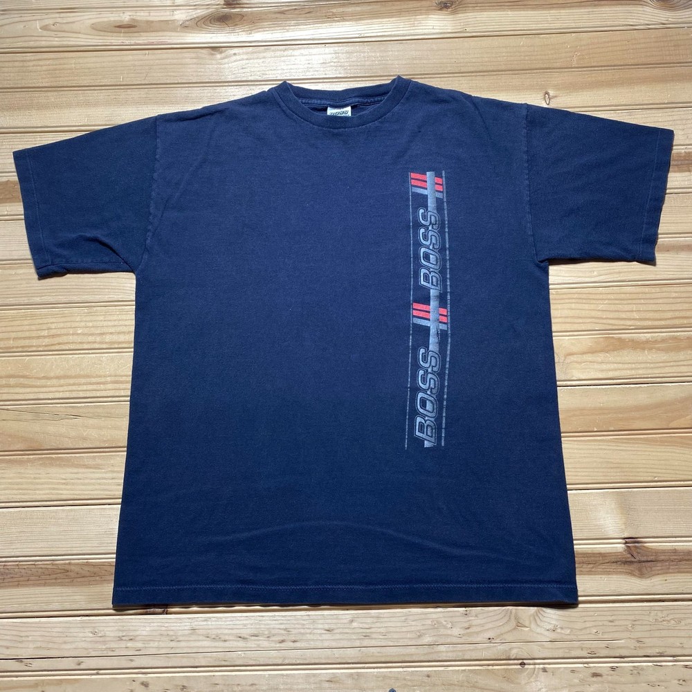 Vintage 90s Boss Spellout Logo Single Stitch Graphic T-Shirt USA Made Men's - XL