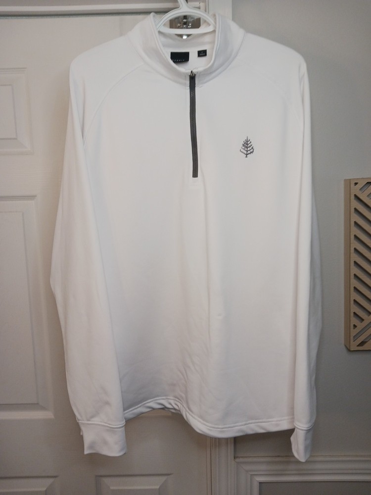 Dunning Pullover Mens Large White 1/4 Zip Golf Mock Neck Long Sleeve Performance