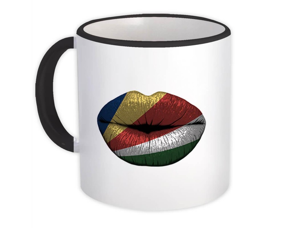 Gift Mug : Lips Seychelles Flag Expat Country For Her Women Feminine Souvenir