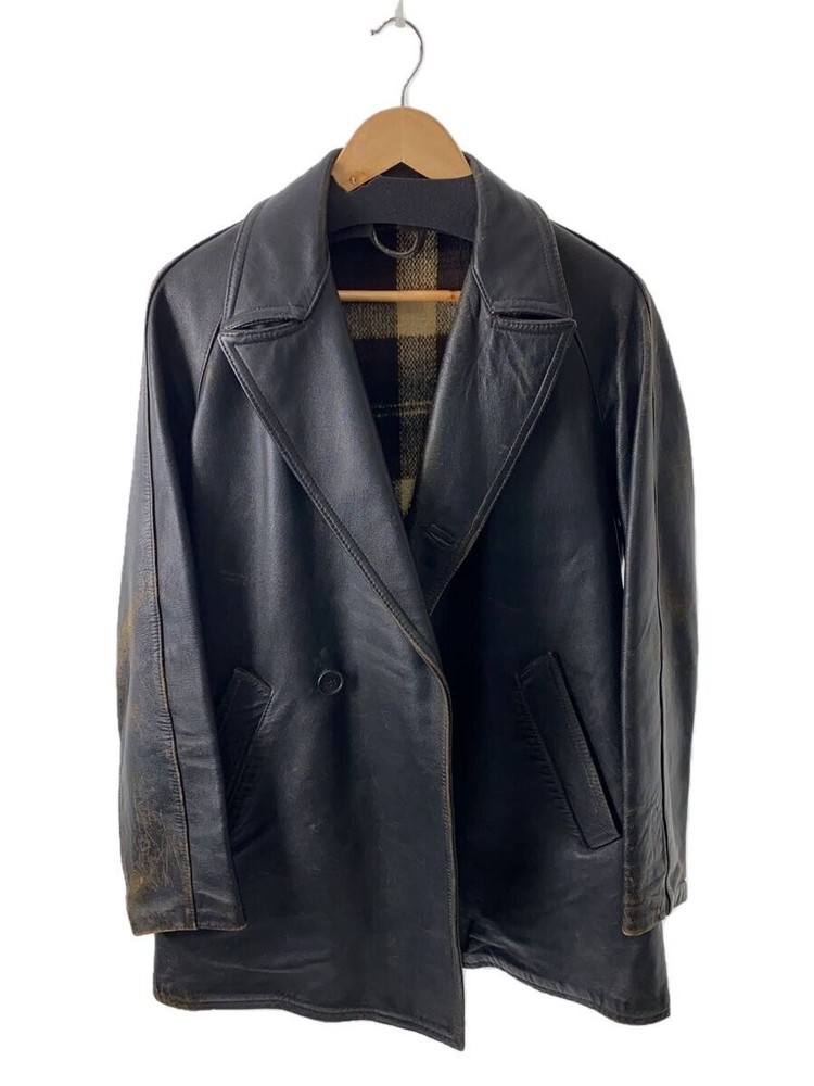 Men's Black Plain Leather Blouson Jacket