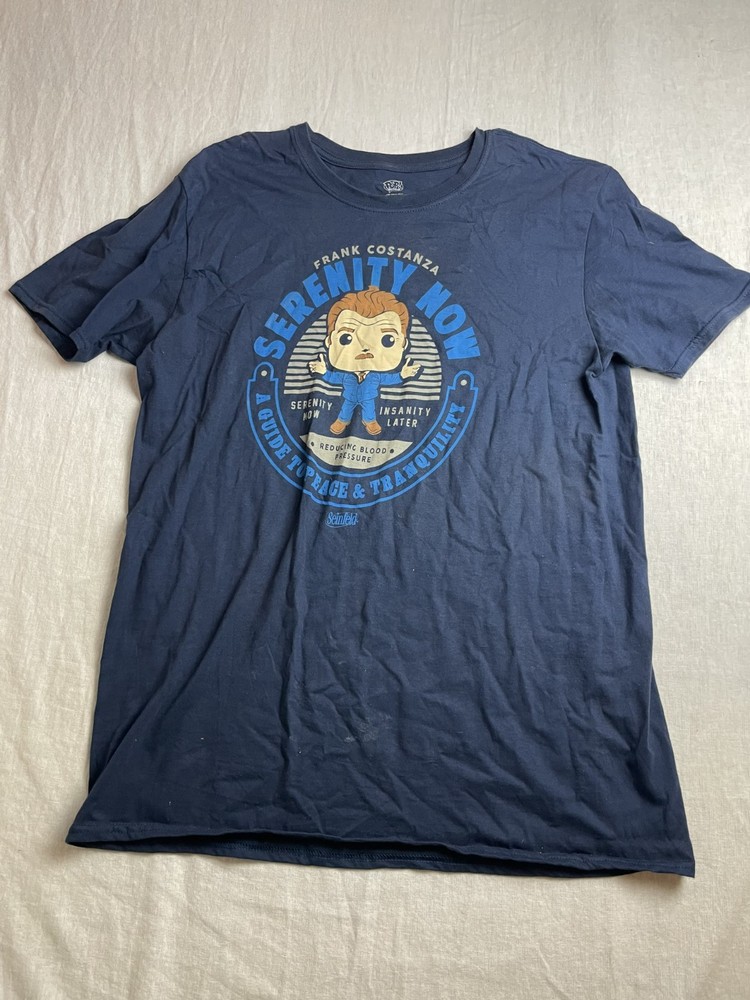 Funko Pop Seinfeld Frank Costanza Serenity Now Blue Mens XL Geek Cotton T-Shirt