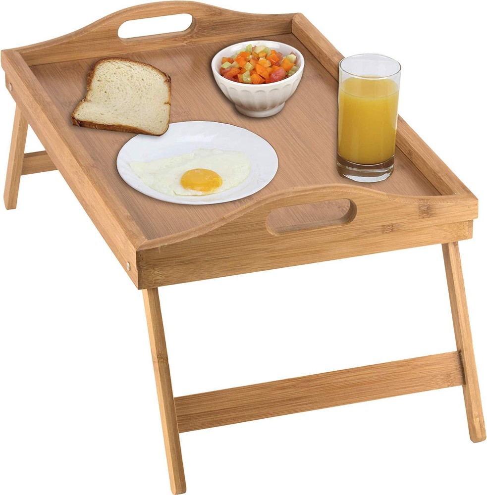 Bed Tray table with folding legs, and breakfast tray Bamboo table and bed tray