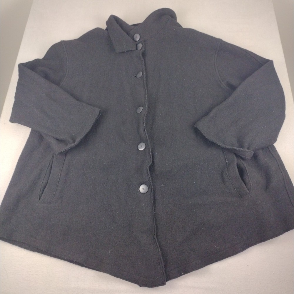 J Jill Cardigan Sweater Womens 4X 4XL Wool Long Sleeve Button Front Black