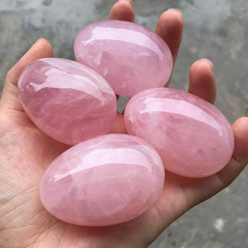 Pink Rose Quartz Egg Crystal Healing Ball Gemstone Sphere