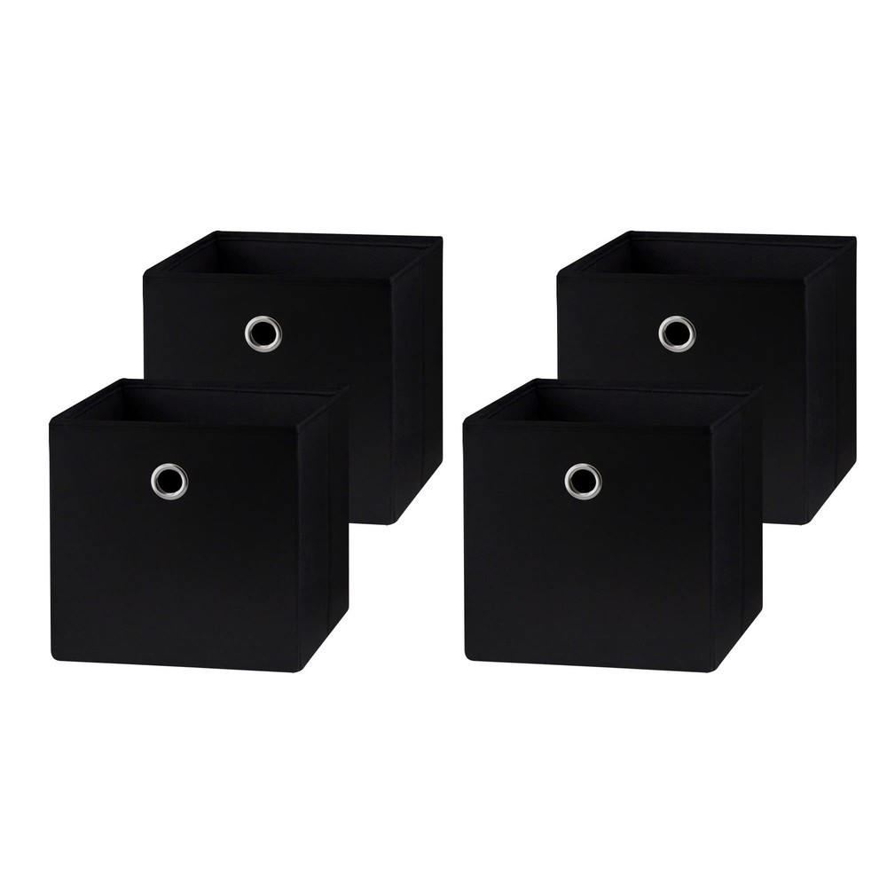 Mainstays Collapsible Black Fabric Storage Bins 10.5 Inch 4 Pack