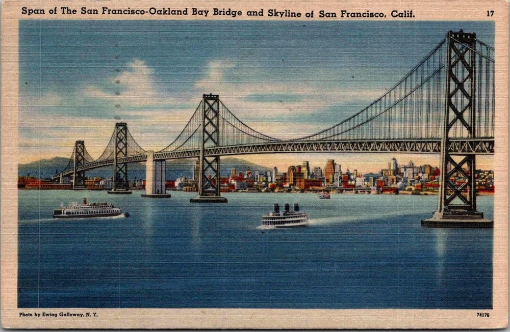San Francisco-Oakland Bay Bridge Skyline California CA Postcard