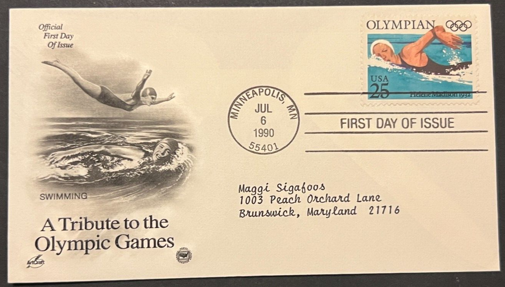 OLYMPIAN #2500 JUL 6 1990 MINNEAPOLIS MN FIRST DAY COVER (FDC) BX6