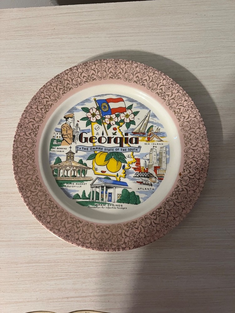 Vintage Georgia Empire State of the South Porcelain Souvenir Plate - Collectible Southern Decor