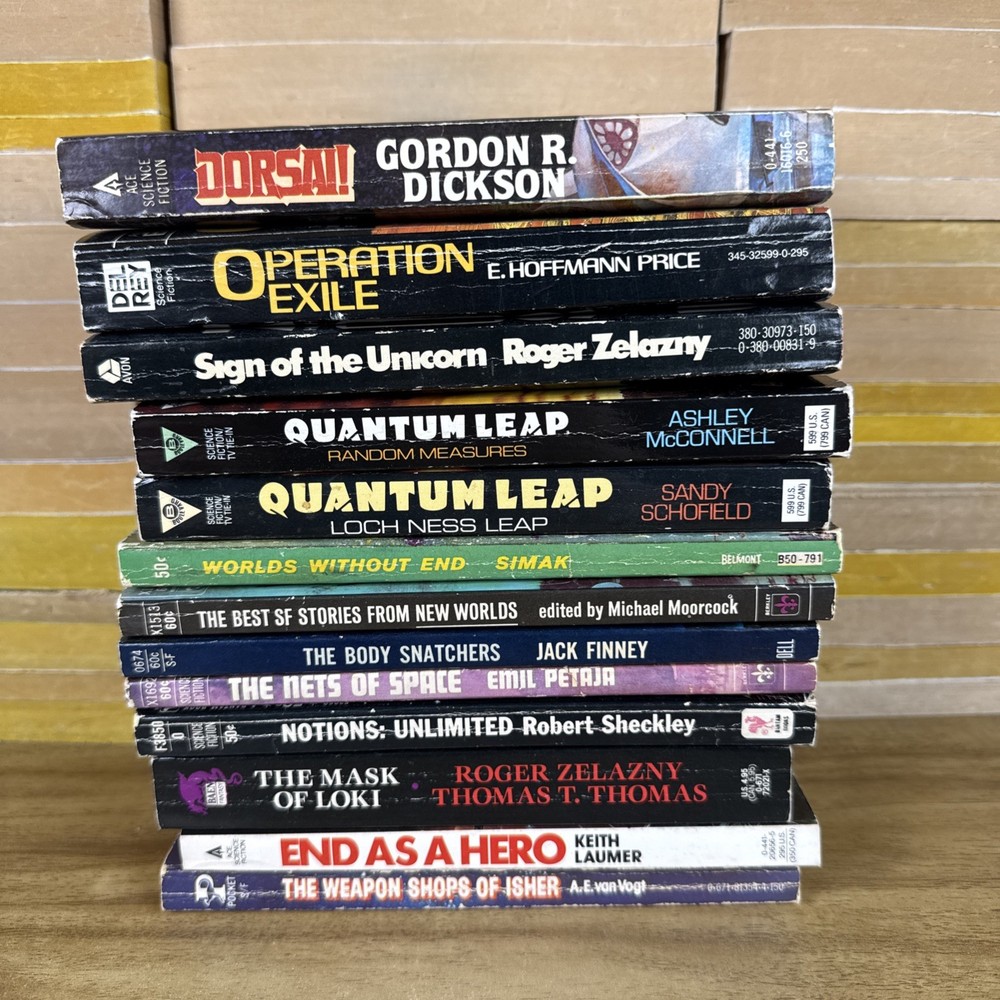 Lot Of 13 Science Fiction Vintage Books Simak Dickson Sheckley Zelazny