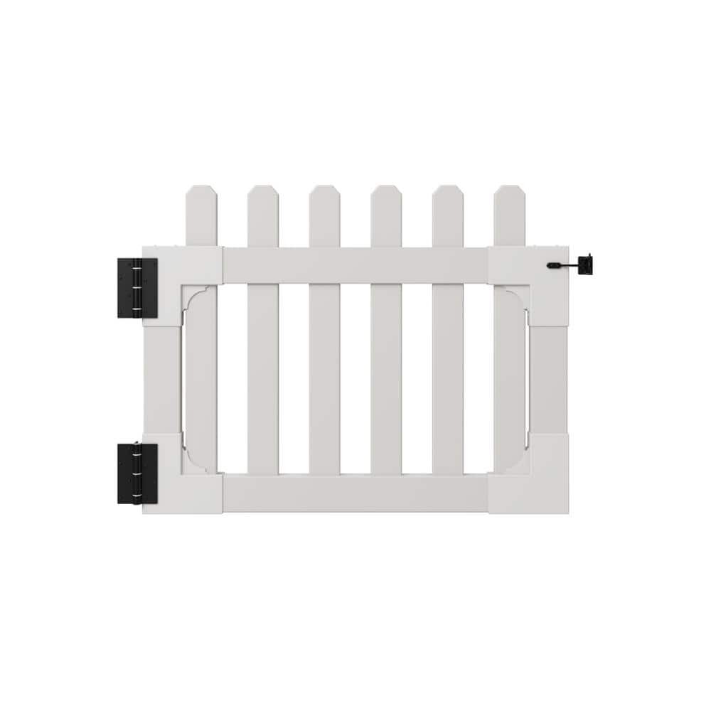 3.5ft x 2.6ft Newport Vinyl Picket Fence Gate with Stainless Steel Hardware