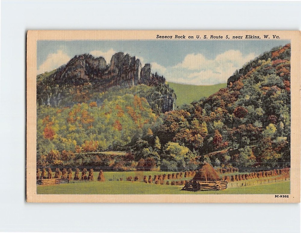 Postcard Seneca Rock on US Route 5 Near Elkins West Virginia USA