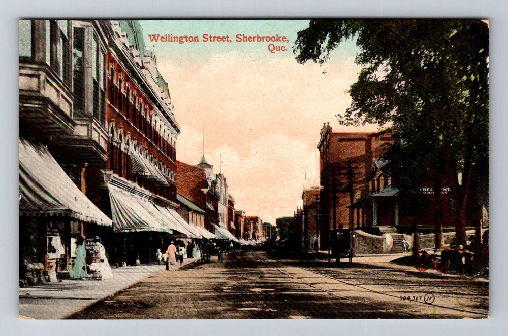 Canada- Quebec Sherbrooke Wellington Street Shops Old Postal PC Vintage Postcard