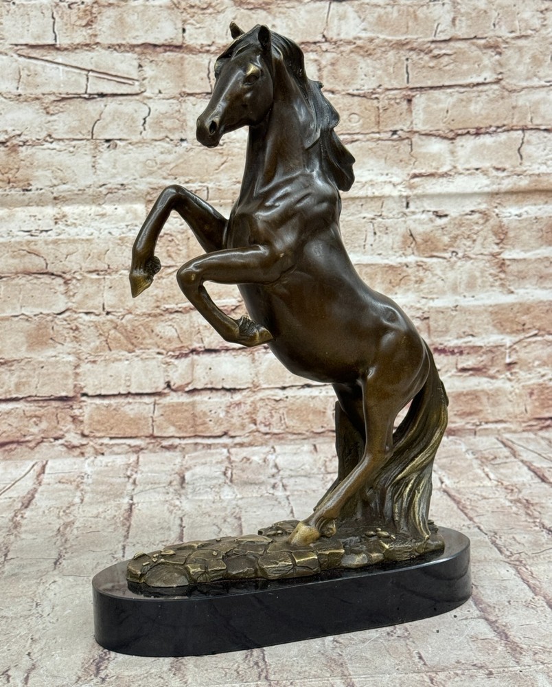Powerful Thoroughbred Horse Rearing Bronze Statue Equestrian Art Decor