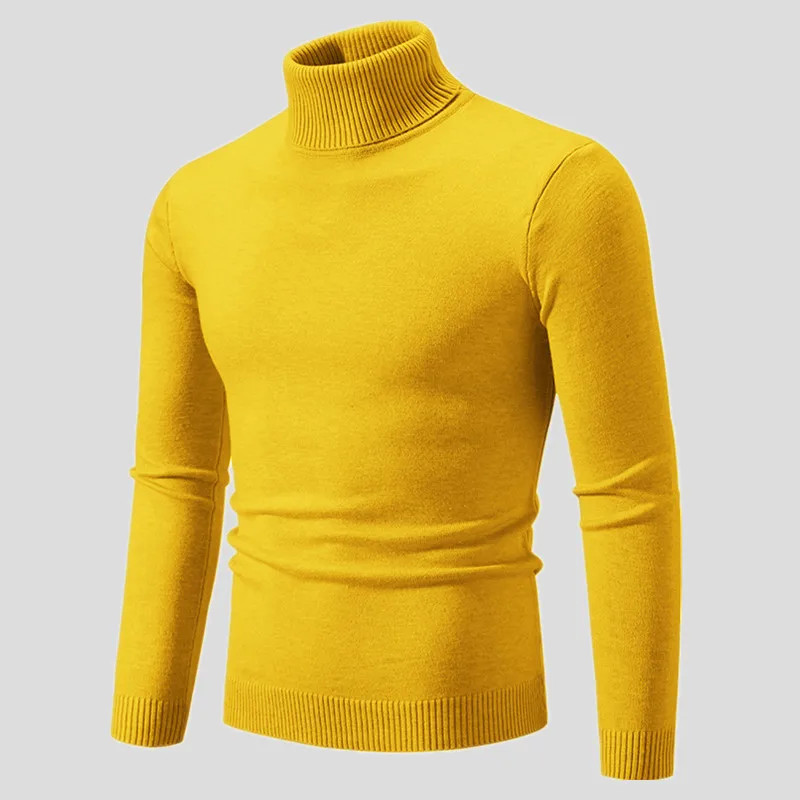 Winter Turtleneck Thick Mens Sweaters Casual Turtle Neck Solid Color Warm Slim