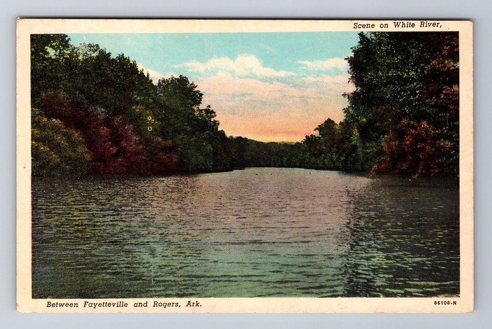 Rogers AR-Arkansas, White River, Antique Vintage Souvenir Postcard