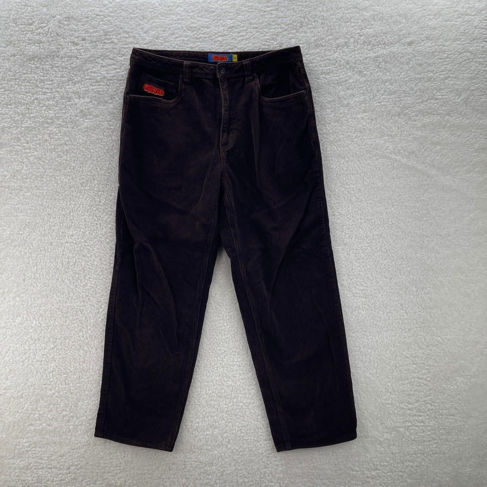 Empyre Corduroy Pants Mens 33 Brown Relaxed Skate Streetwear Baggy Y2K Grunge