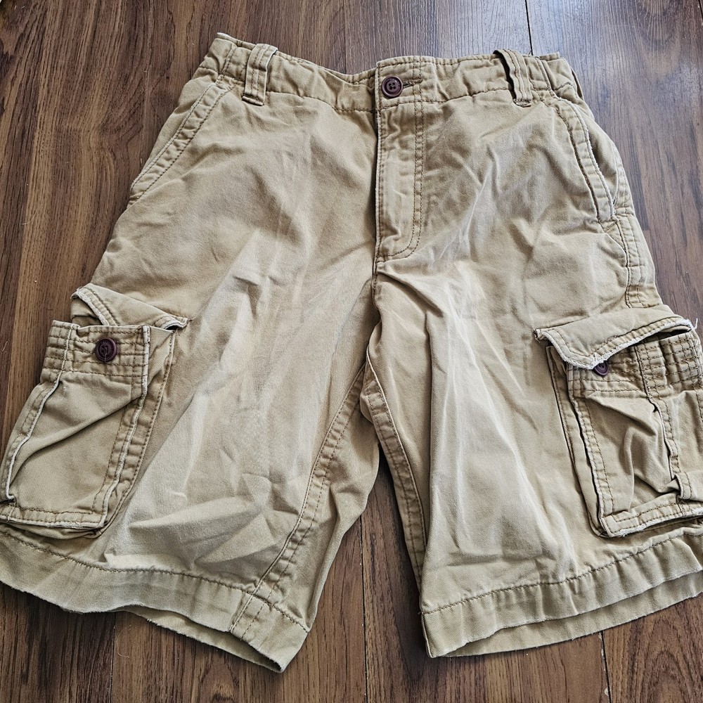Aeropostale Mens Authentic Cargo Shorts Khaki Tan Size 30 Cotton Multi Pocket