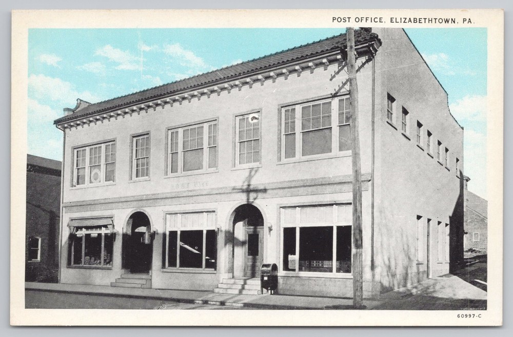 Post Office Elizabethtown Pennsylvania Postcard Gebhart's Book Store