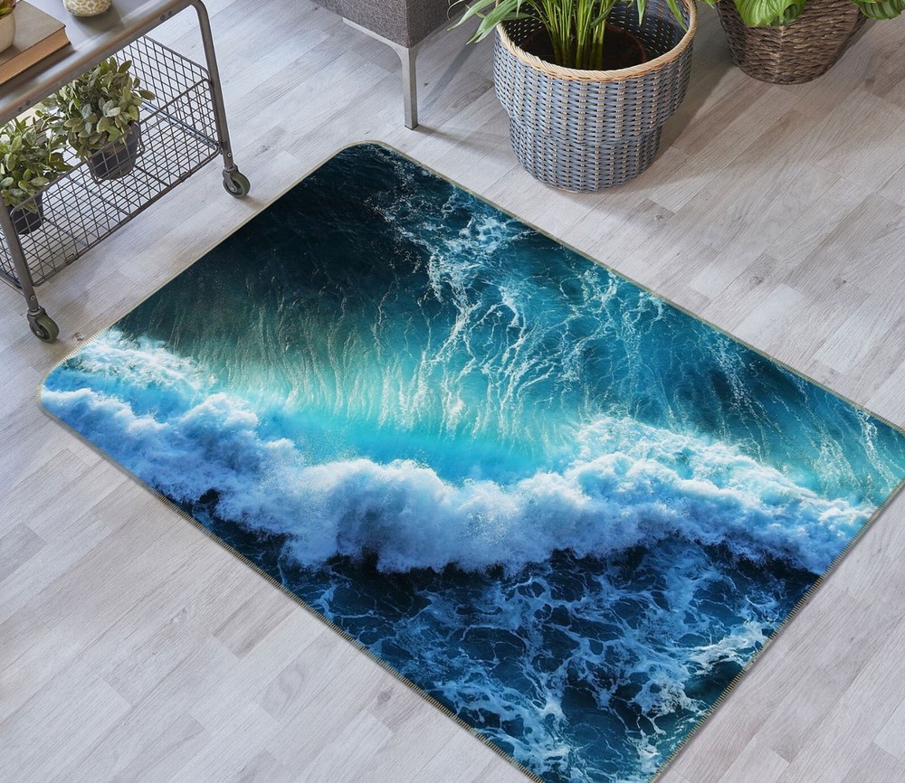 3D Beautiful Ocean Waves ZHUC029 Game Non Slip Carpet Mat Photo Carpet Amy