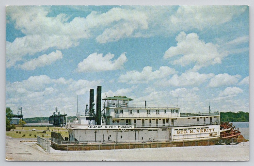Keokuk Iowa River Museum Towboat Geo M Verity Postcard Vintage