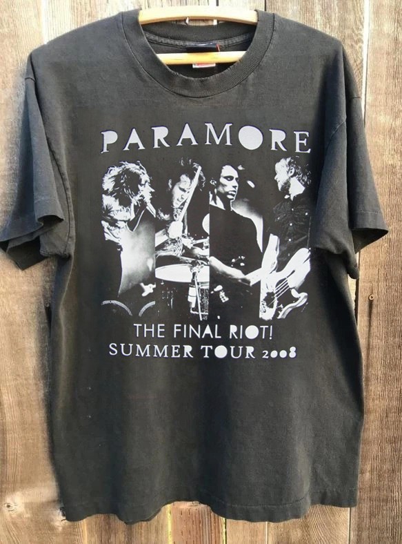 Reprint Paramore - Final Riot Tour 2008 Charcoal T shirt Classic style NH28257
