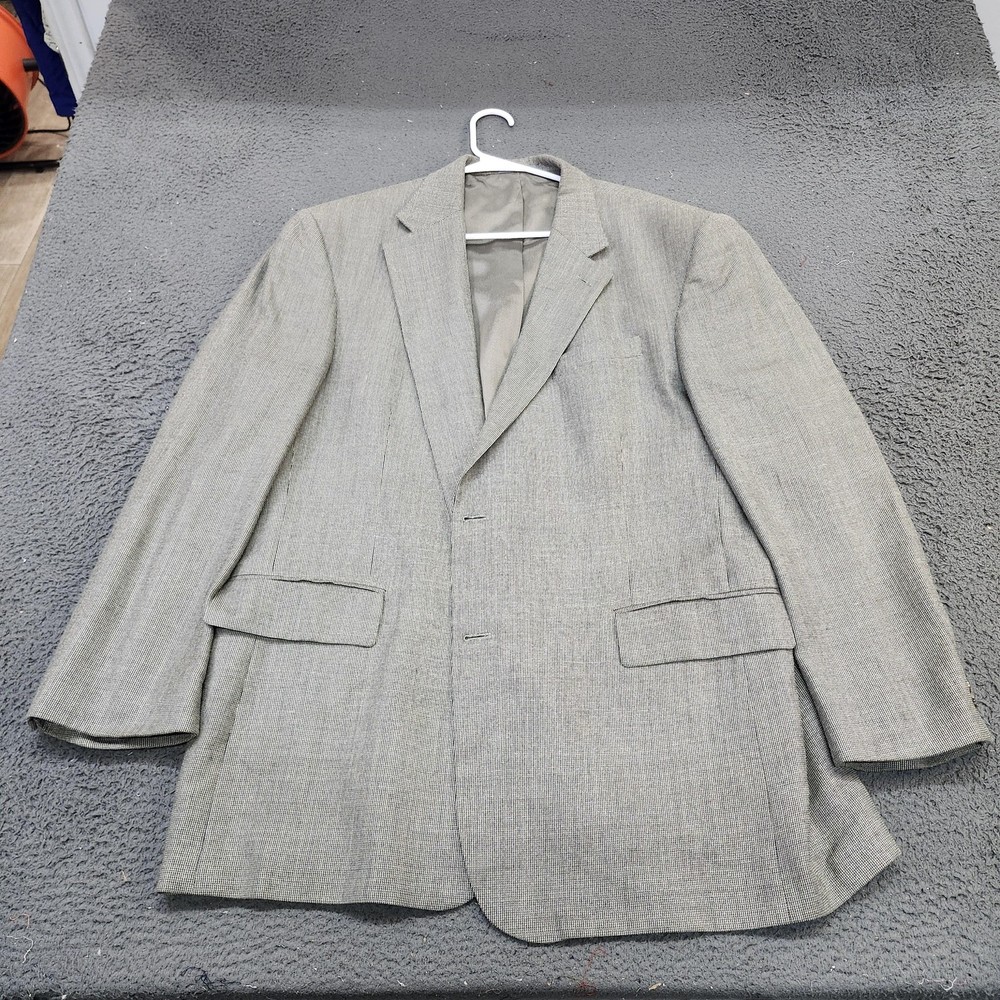 Oscar De La Renta Sport Coat Mens 48 Gray Check Suit Jacket 3 Button Classic Fit
