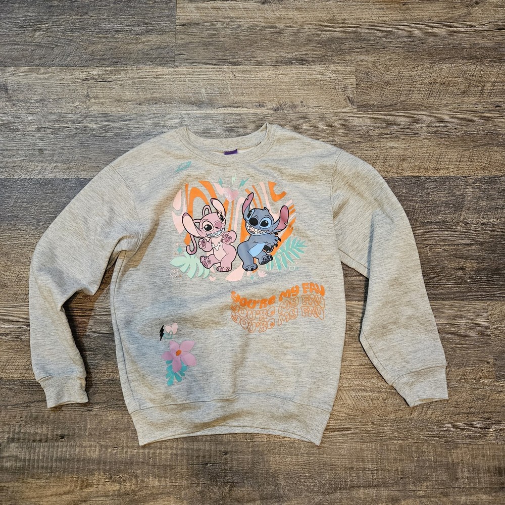 Disney Stitch Juniors’ Relaxed Gray Graphic Sweatshirt Size XS