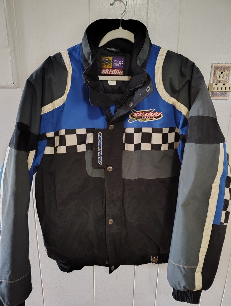 Vintage Ski-Doo Bombardier Insulated Snowmobile Jacket Men’s XL Tall Blue Black