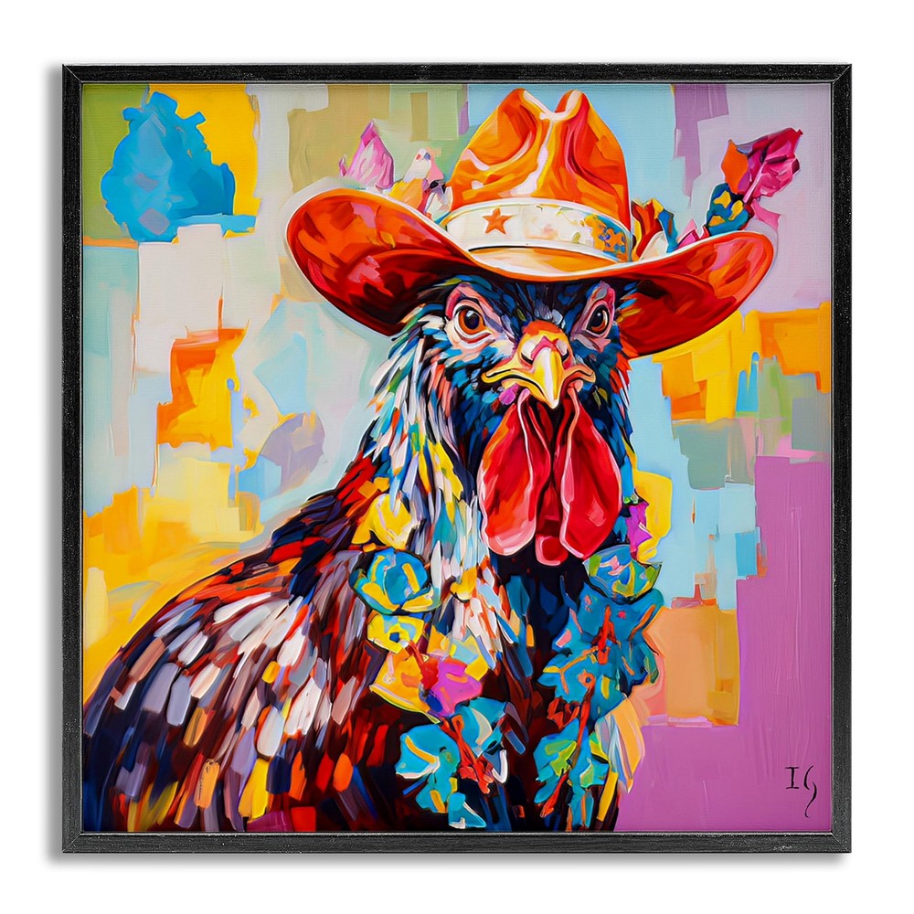 Modern Cowboy Rooster Framed Giclee Art Design by Ivan Guaderrama