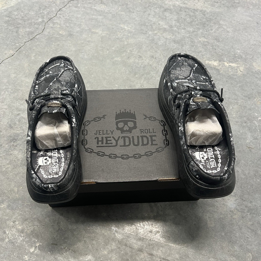 Limited edition Hey Dude Jelly Roll Wally Slip-On Black Camo Men US 10